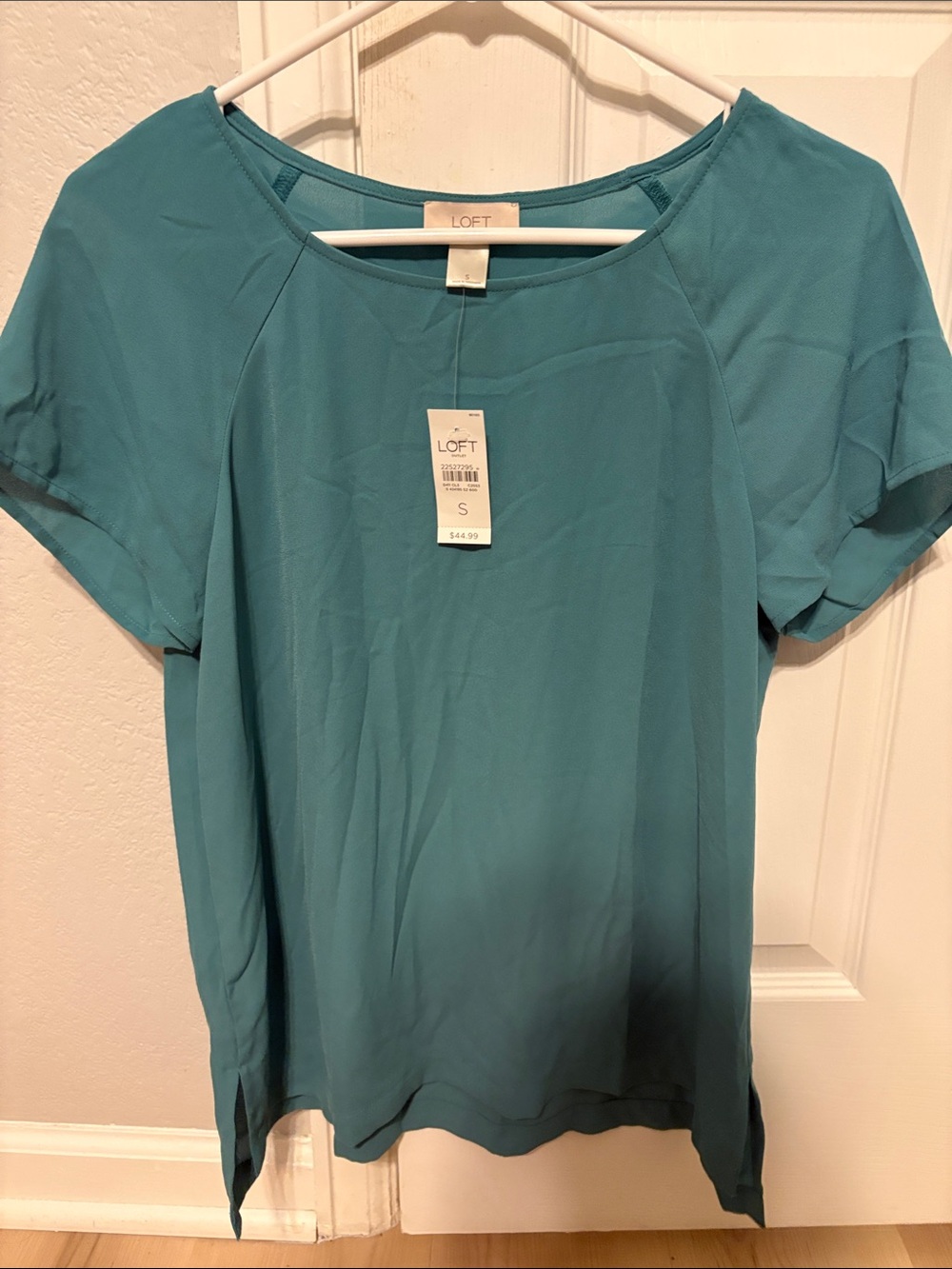 LOFT Teal Short Sleeve Blouse Small